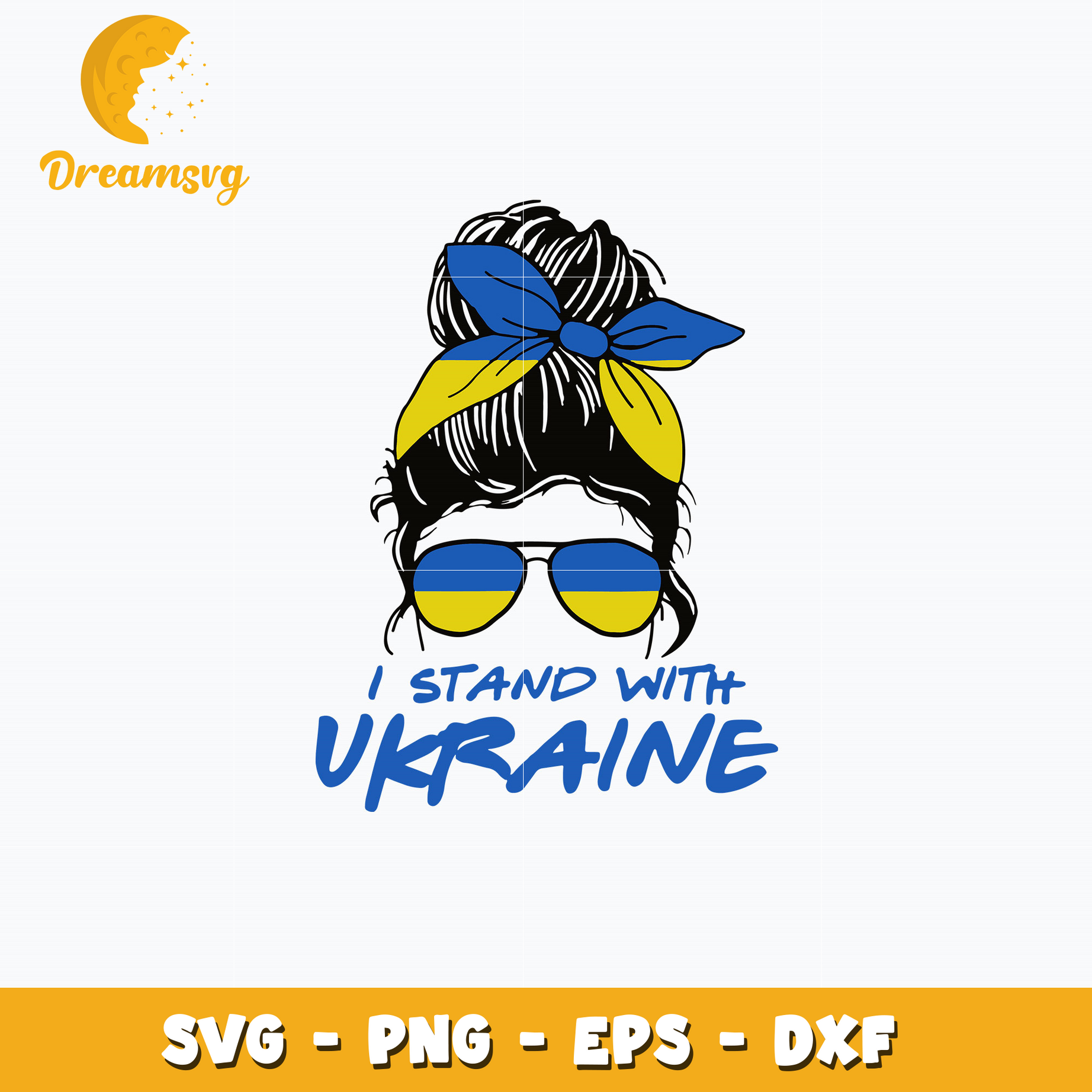 I Stand With Ukraine Messy Bun Svg