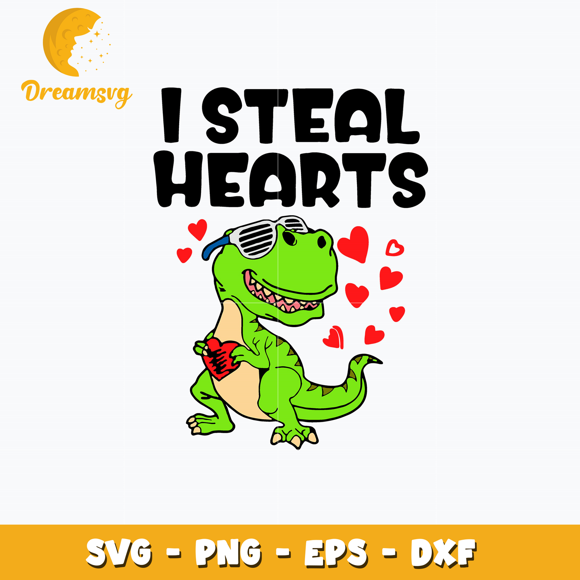 I Steal Hearts Trex Dino Svg