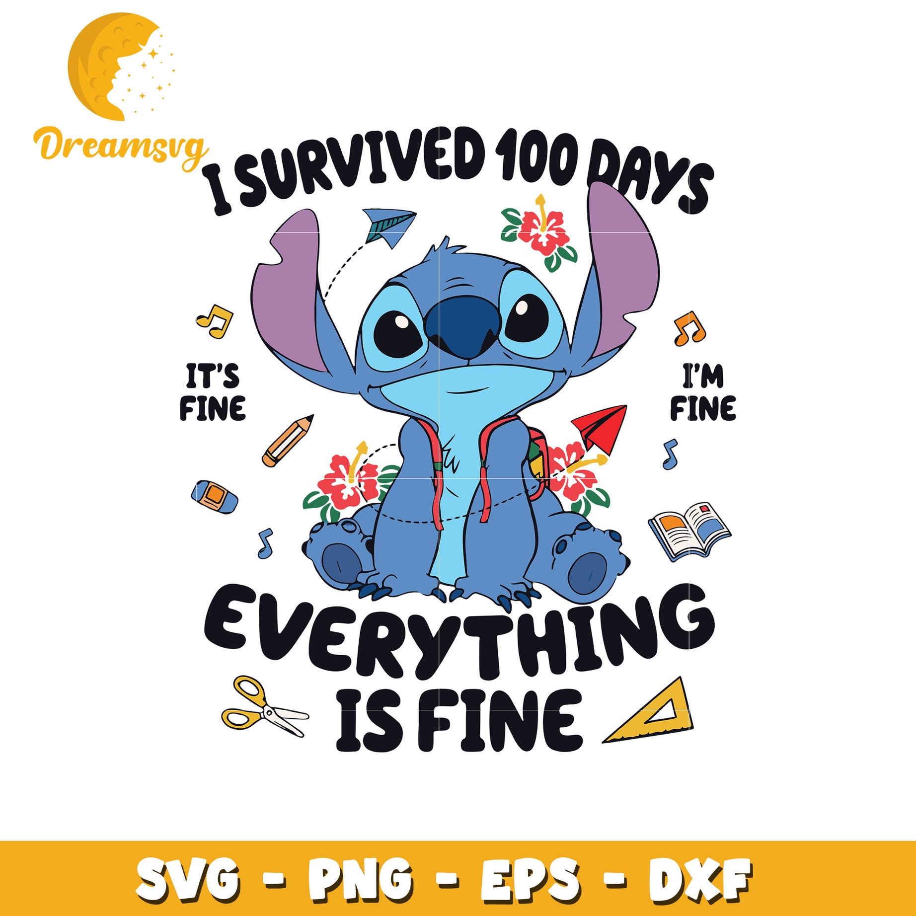 I Survived 100 Days Everything is Fine SVG Design File