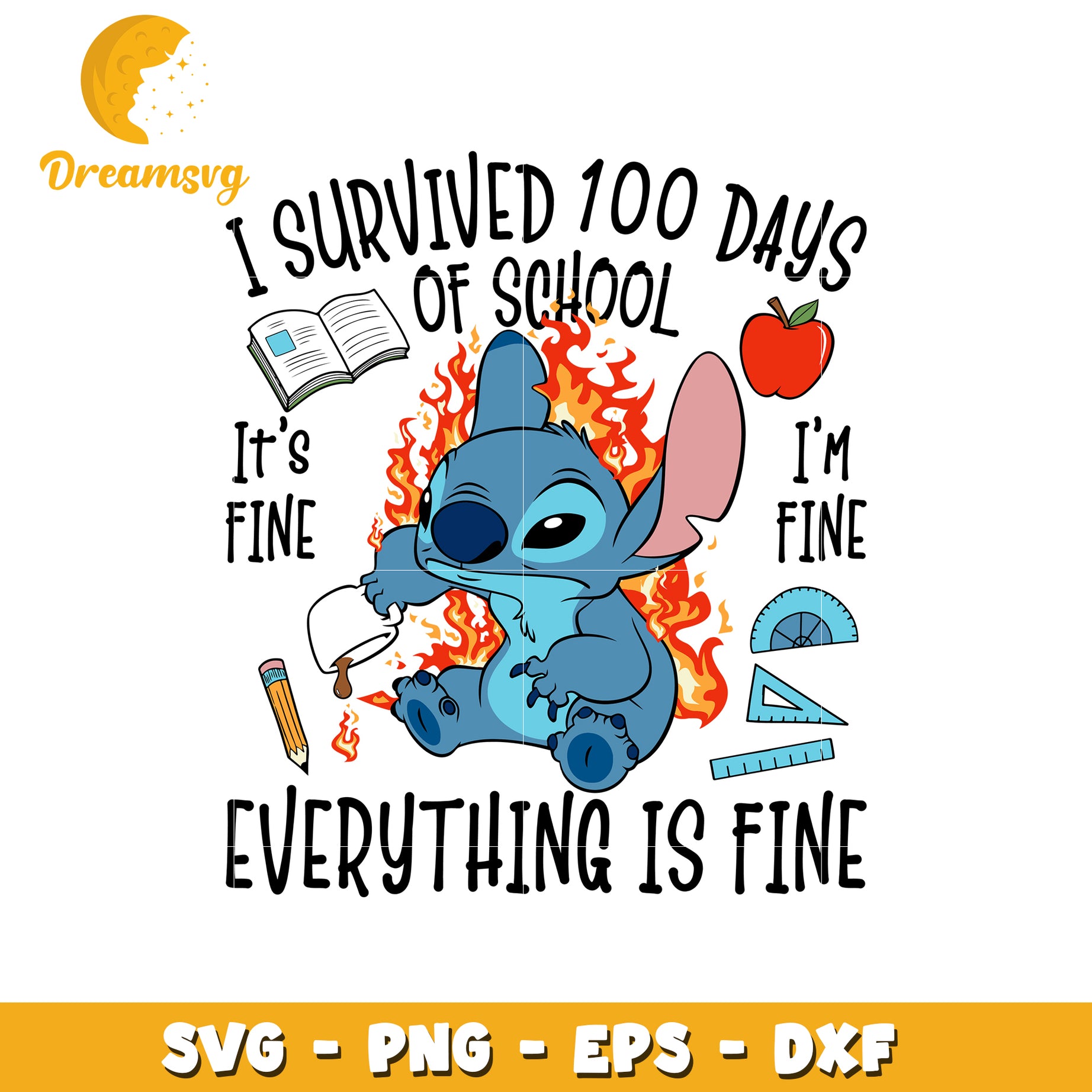 I Survived 100 Days of School Cute SVG Graphic Design