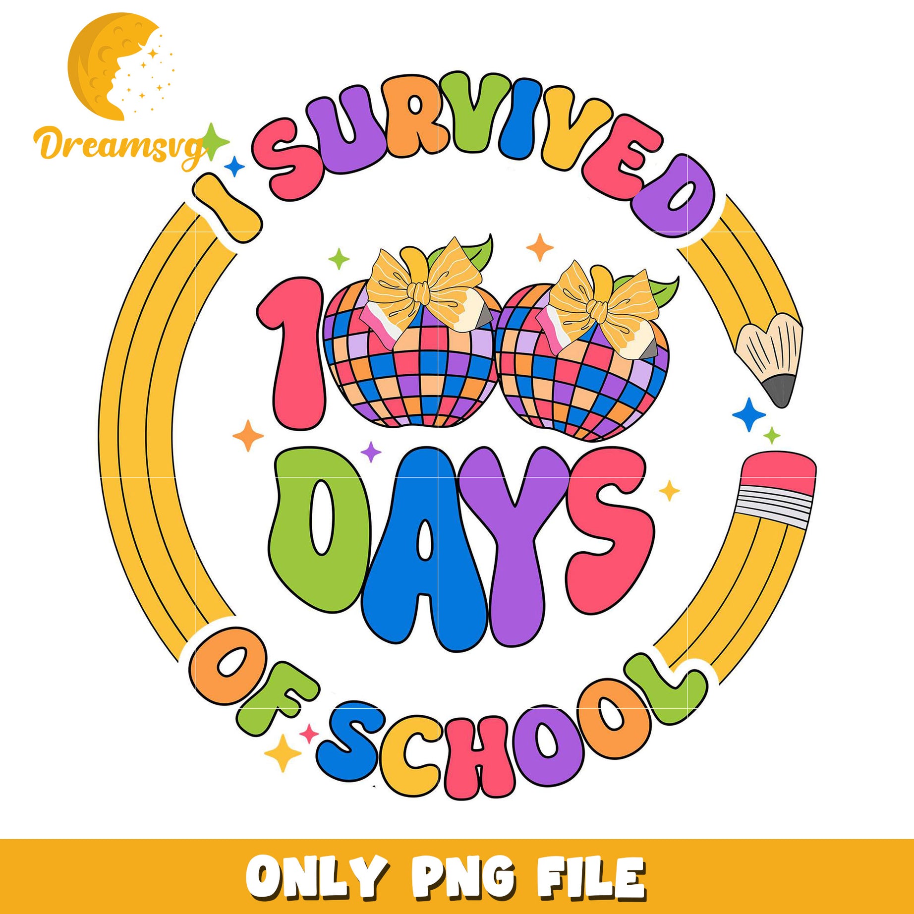 I Survived 100 Days of School PNG File Design