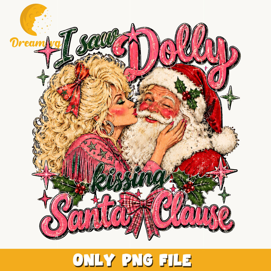 I Saw Dolly Kissing Santa Claus, Blonde Woman Red Hat Christmas