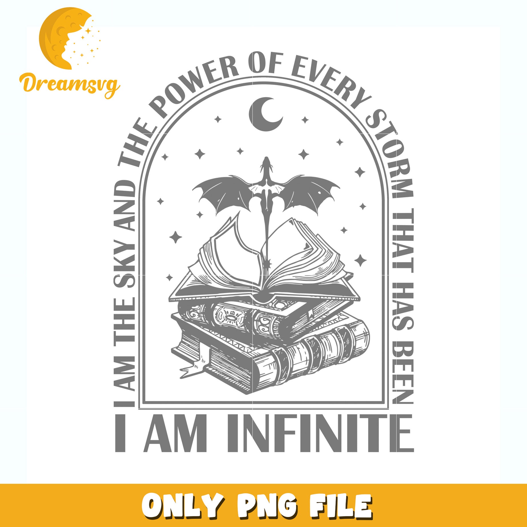 I am the sky and the power of every storm i am infinite png, fantasy quote png, storm dragon png