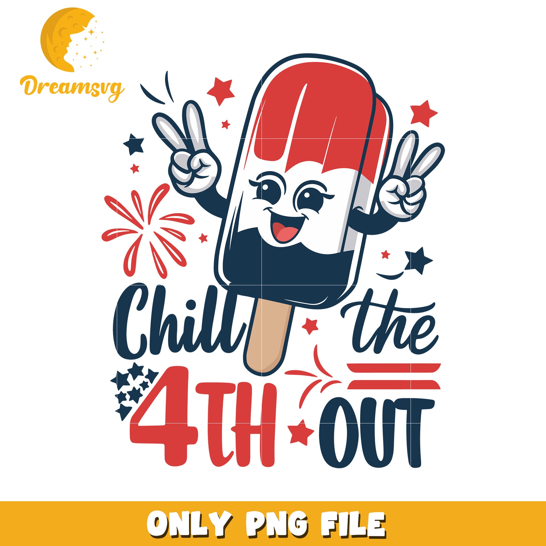 Ice cream chill the 4th out png, funny 4th july png, patriotic png