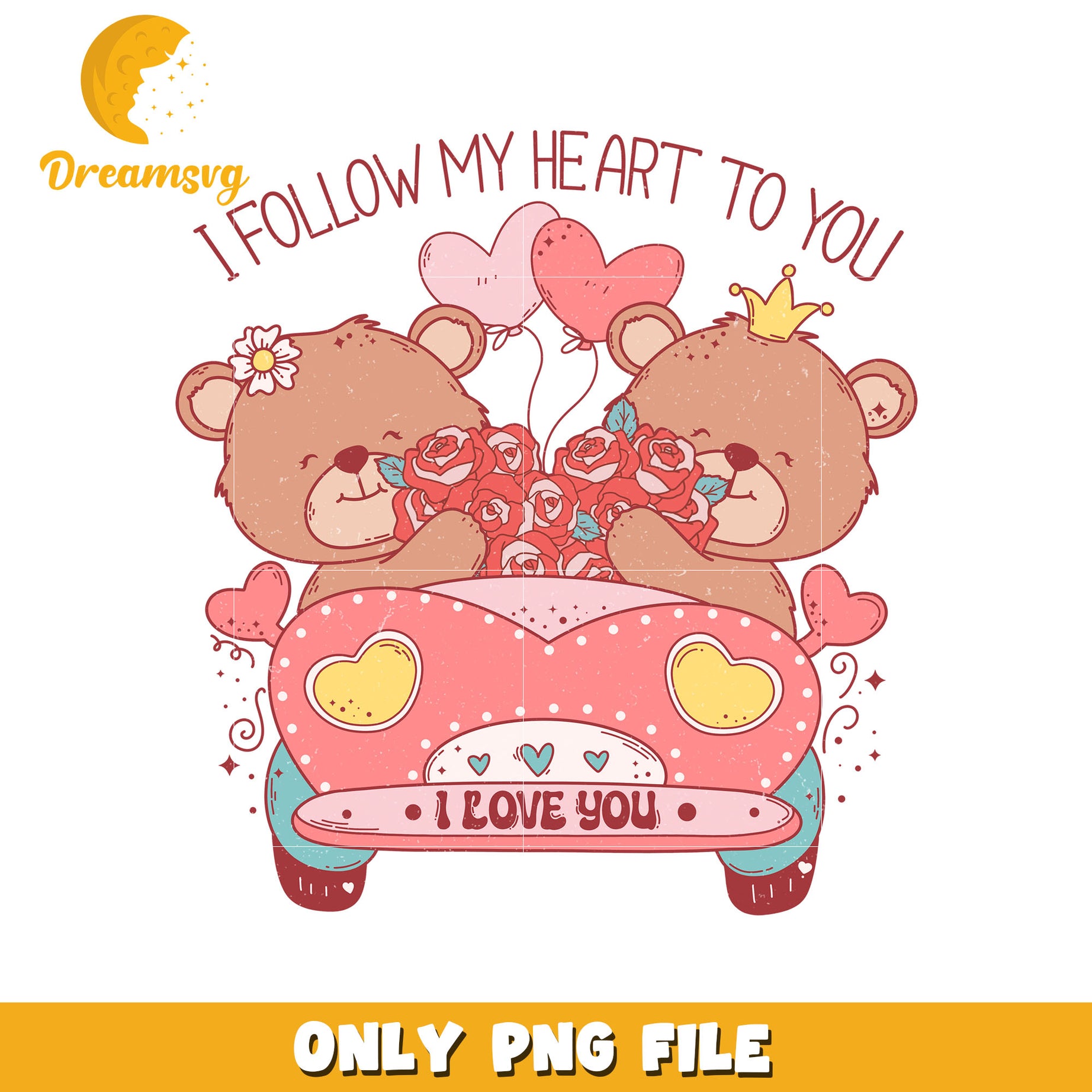 I follow my heart to you png, bear couple png, valentine png
