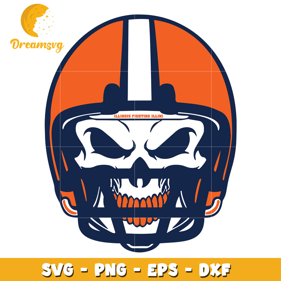 Illinois Fighting Illini Skull Helmet SVG