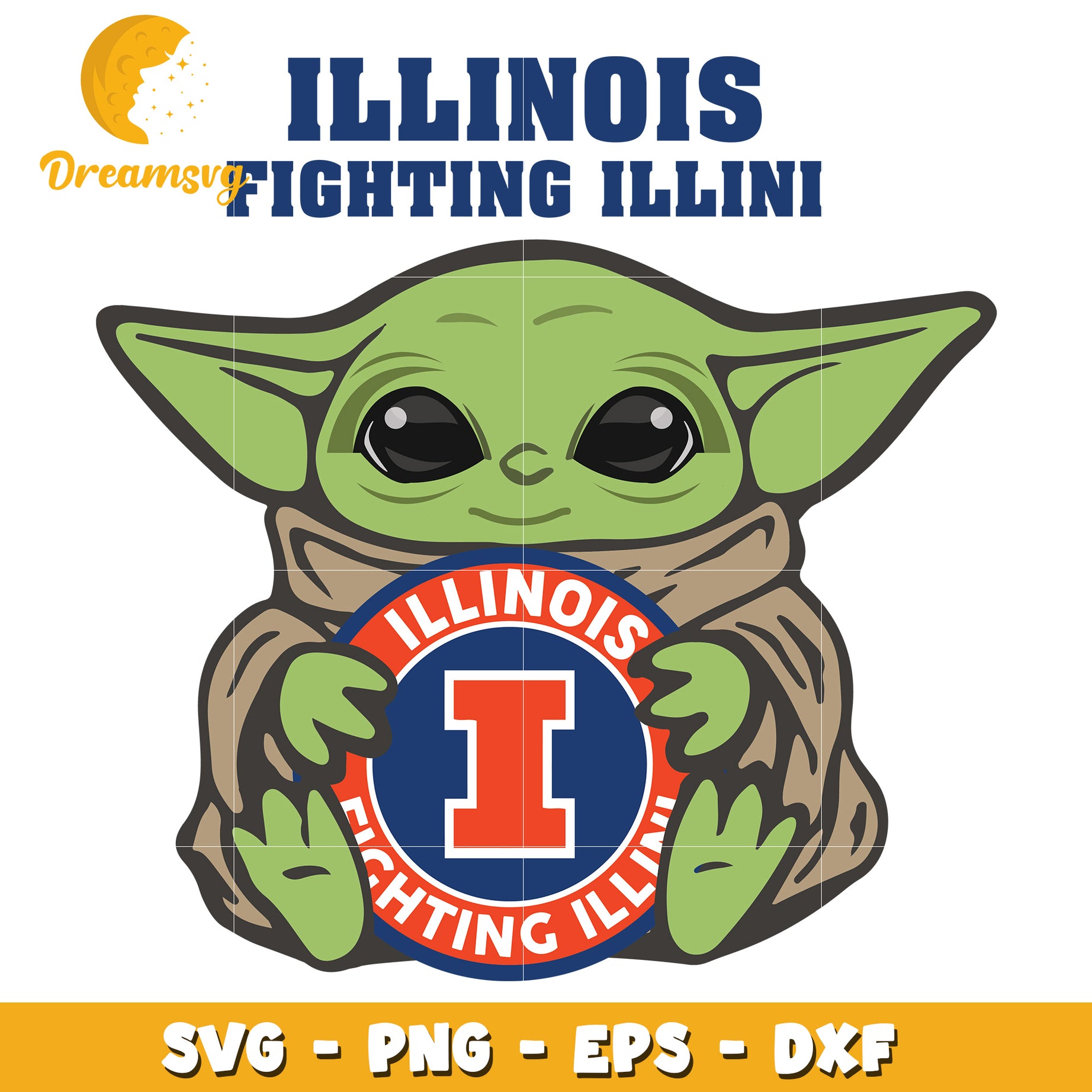 Illinois Fighting Illini Yoda SVG PNG EPS DXF