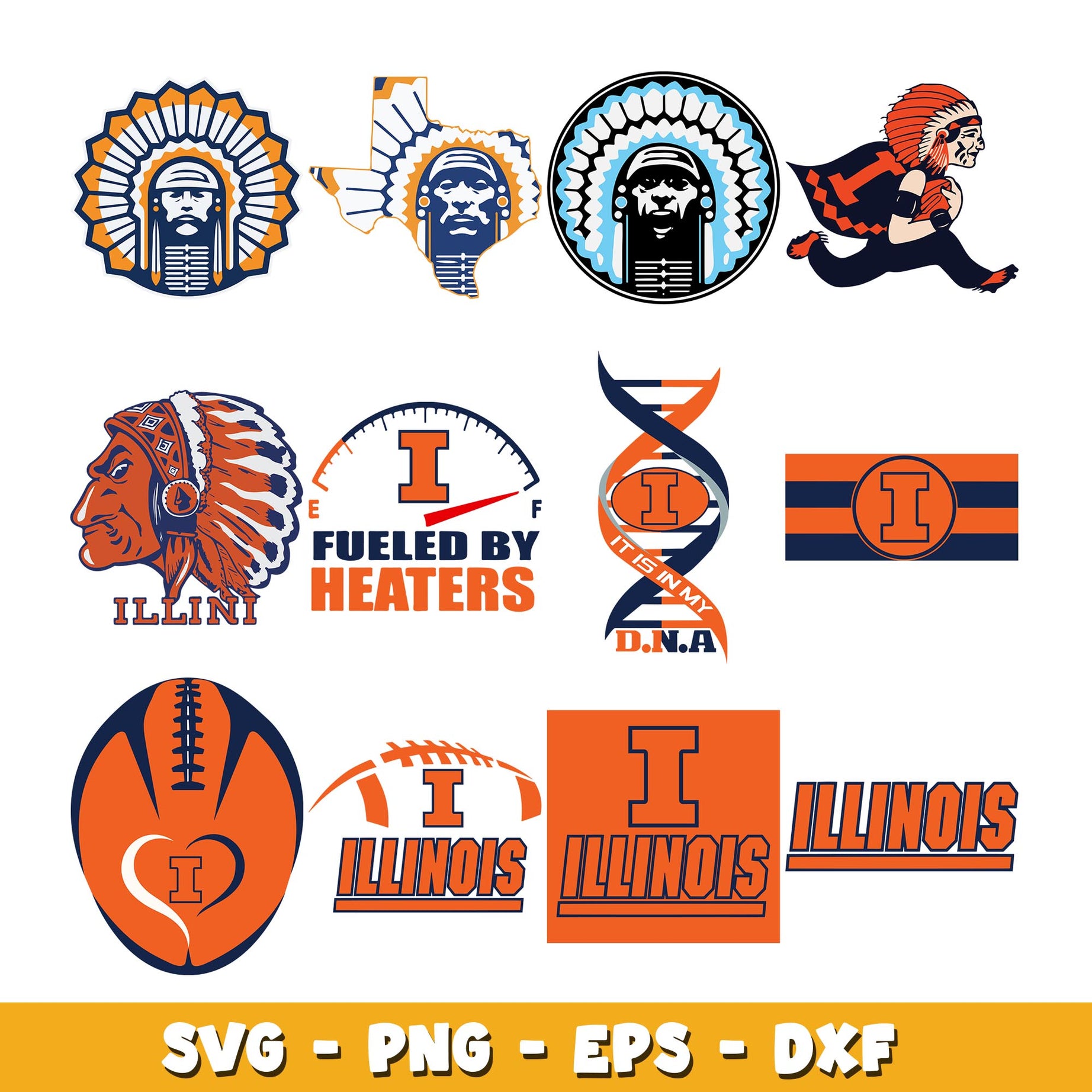 illinois fighting illini Bundle svg, illinois fighting logo svg, ncaa svg 