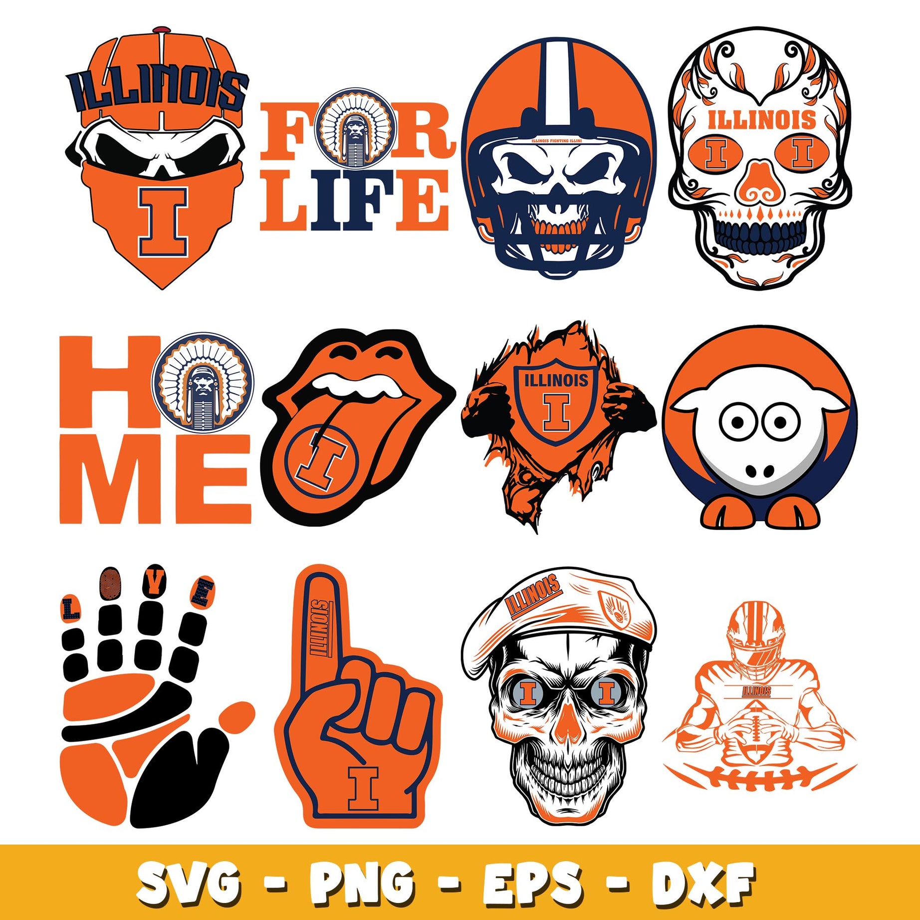 illinois fighting Logo Bundle svg, illinois fighting logo svg, ncaa svg  