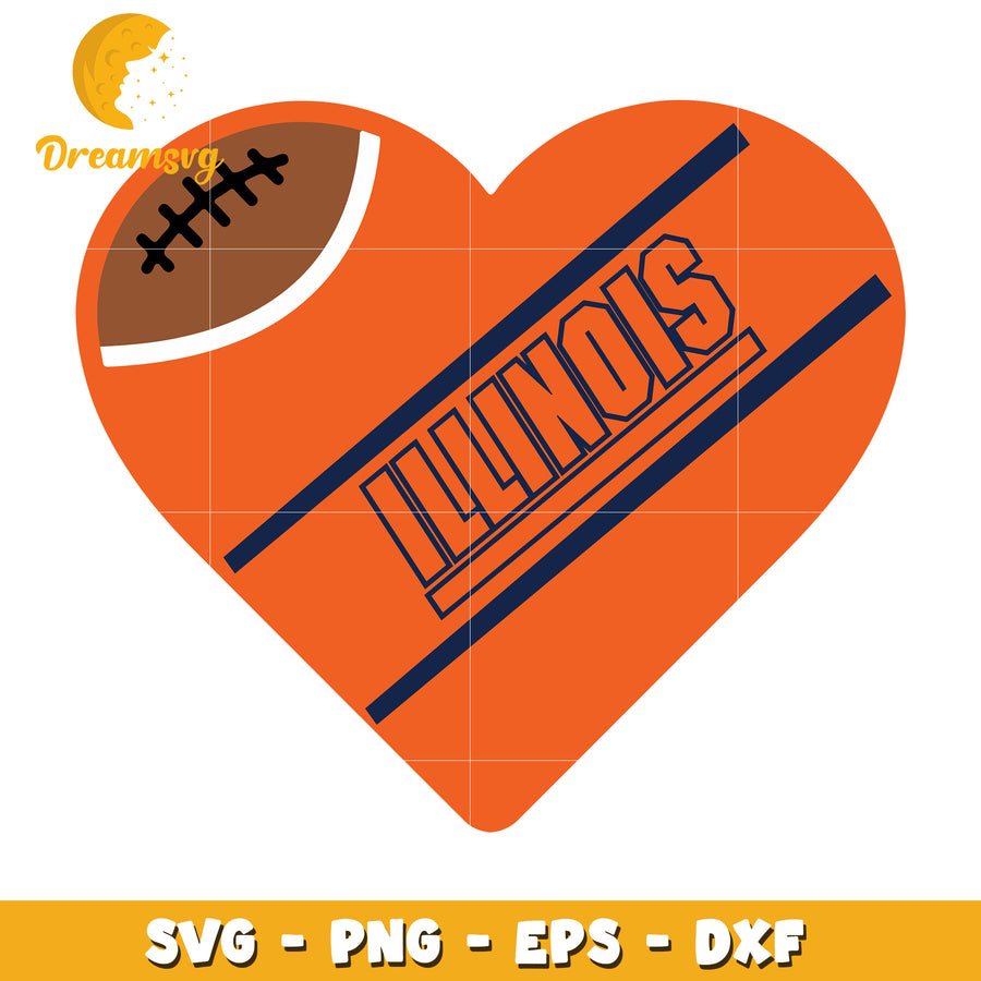 Illinois Football Heart SVG Cut File