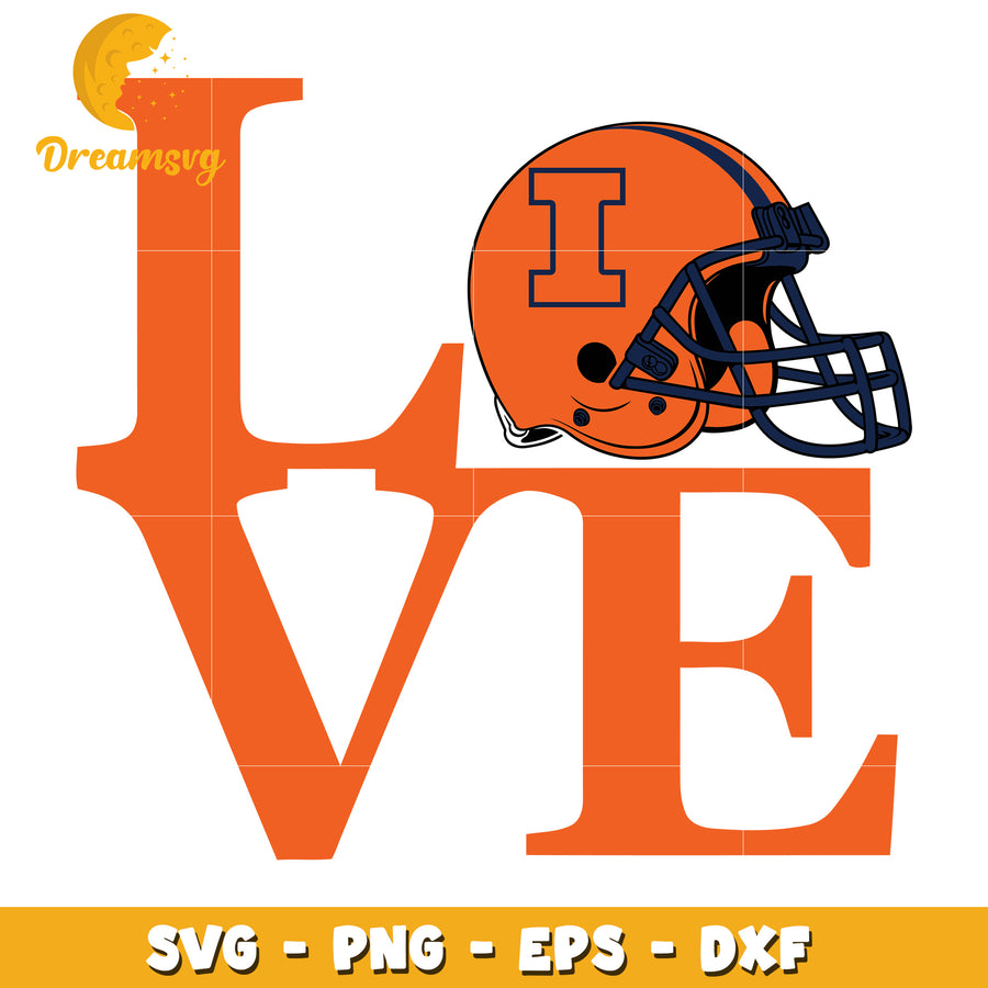 Illinois Football Love SVG PNG EPS DXF