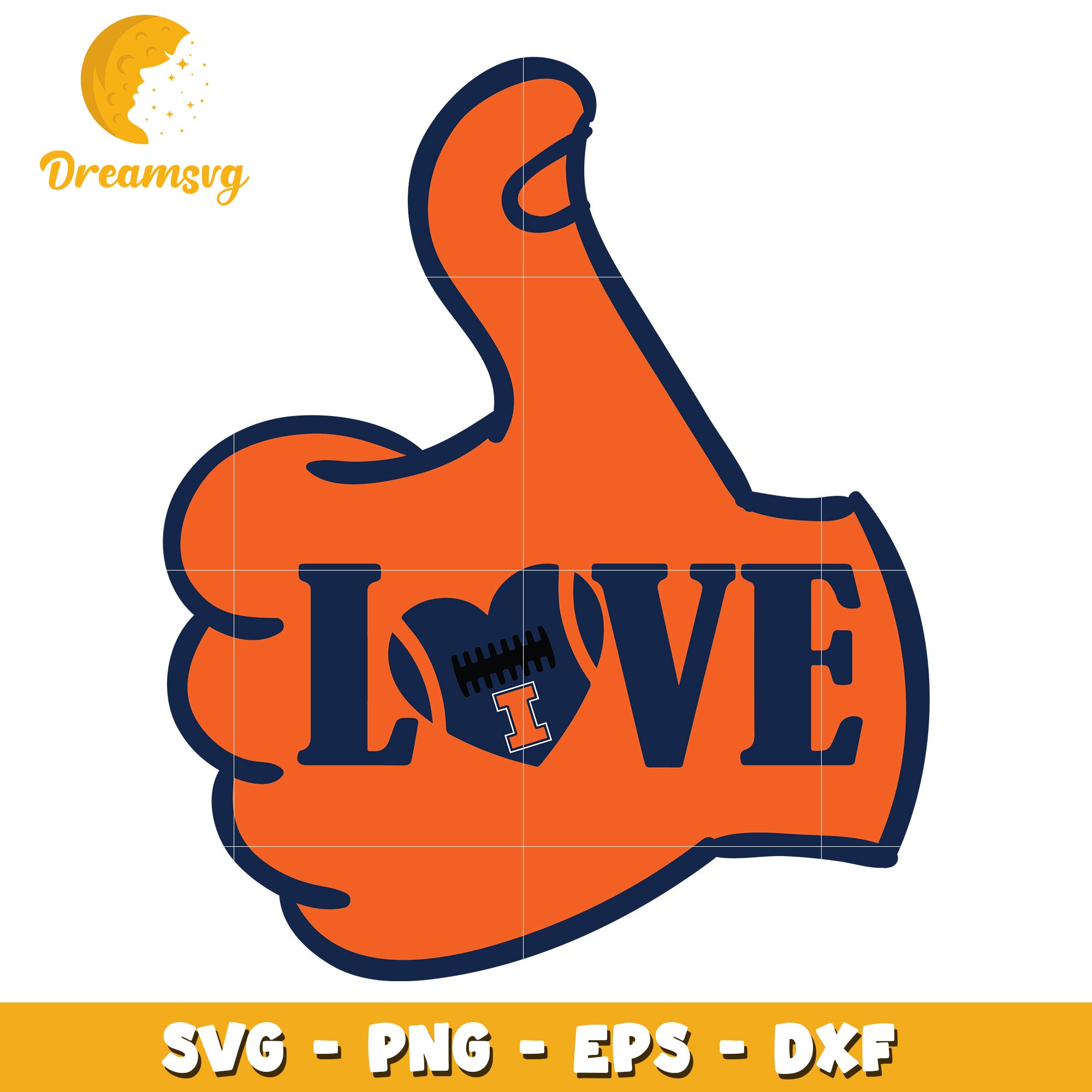 Illinois Football Love Thumbs Up SVG