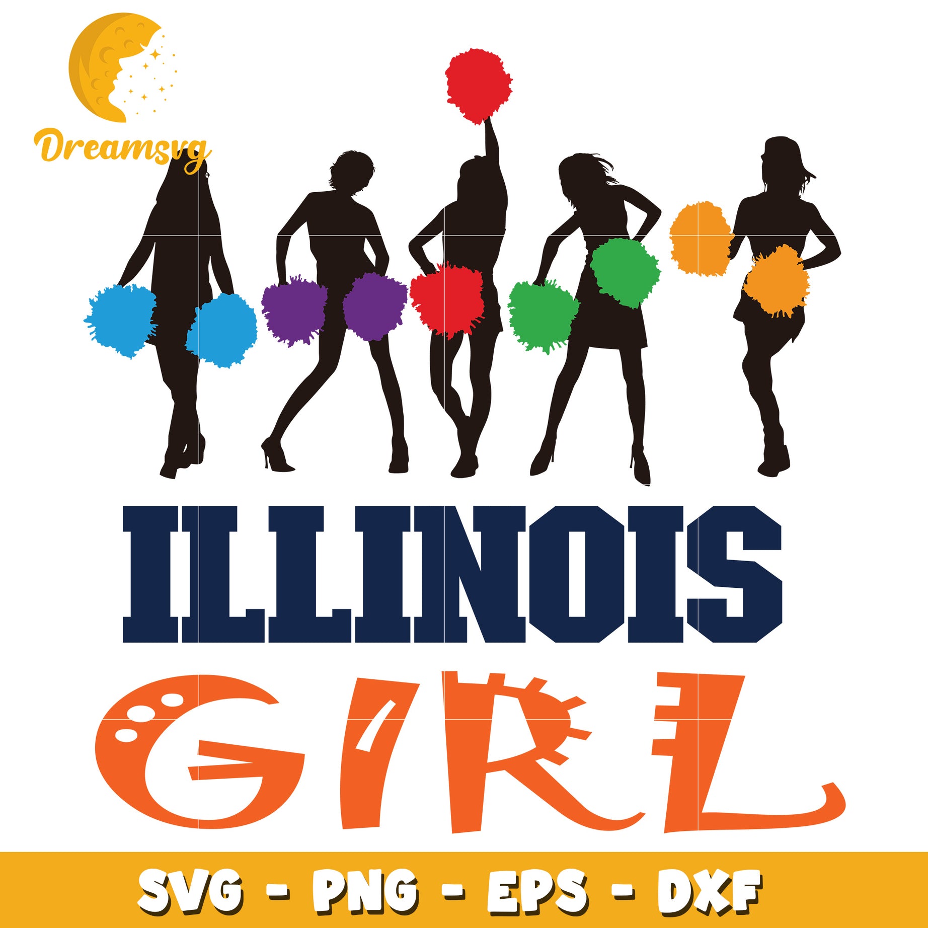 Illinois Girl Cheerleader SVG PNG EPS DXF