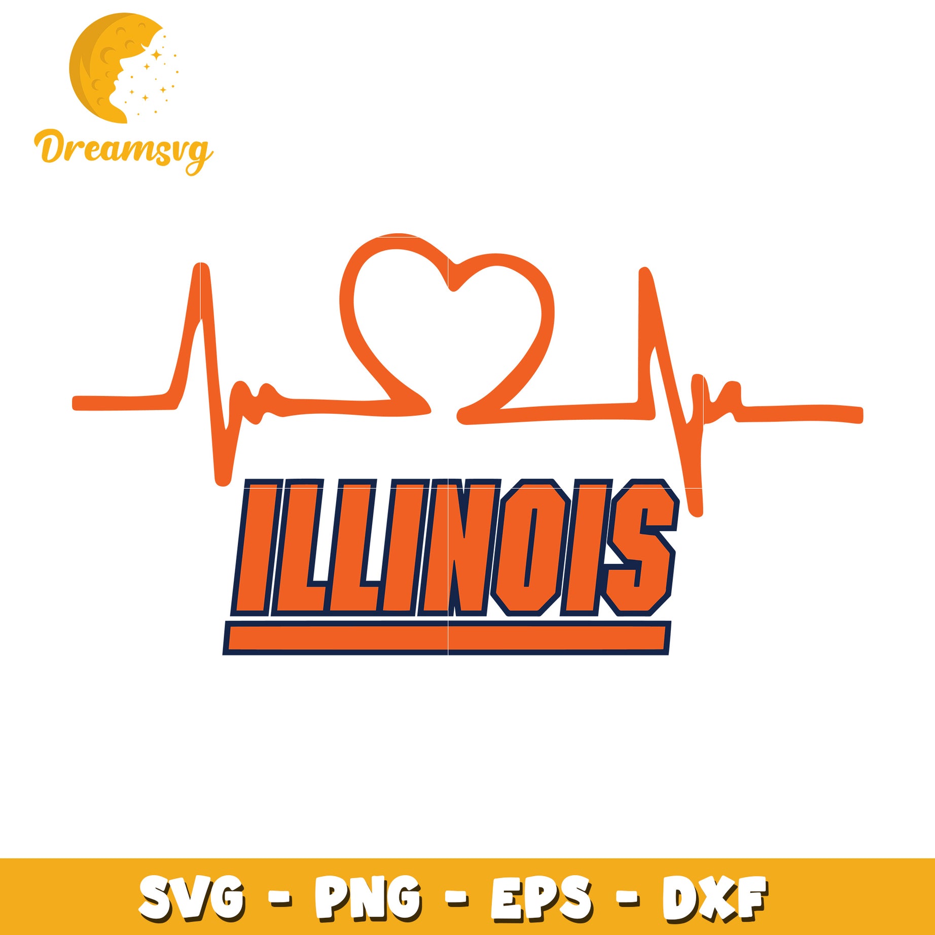 Illinois Heartbeat SVG Cut File