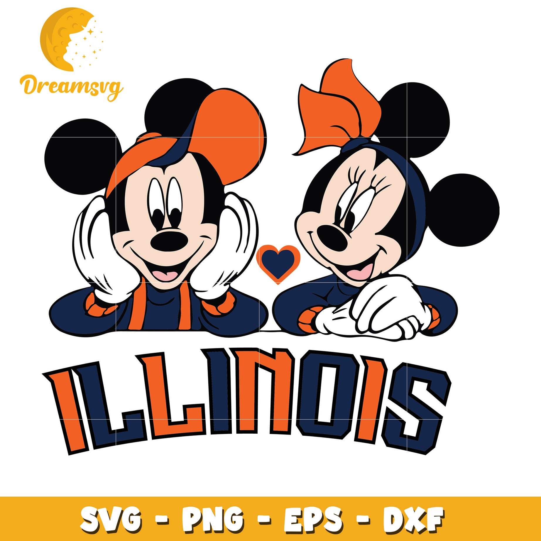 Illinois Mickey Minnie SVG PNG EPS DXF