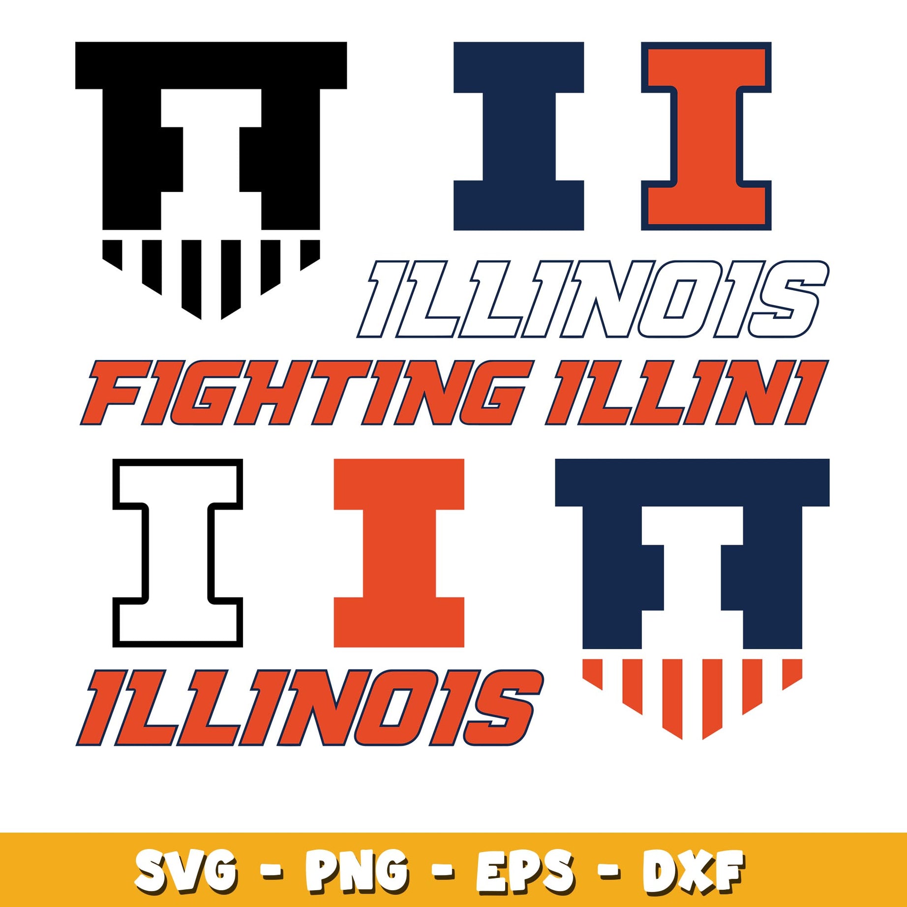 Illinois Fighting Illini Circle Bundle svg, illinois fighting logo svg, ncaa svg  