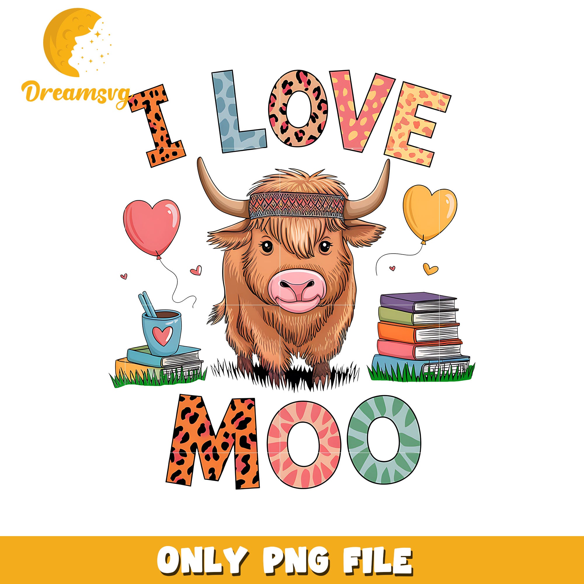 I love moo font design png, love cow png, valentine png