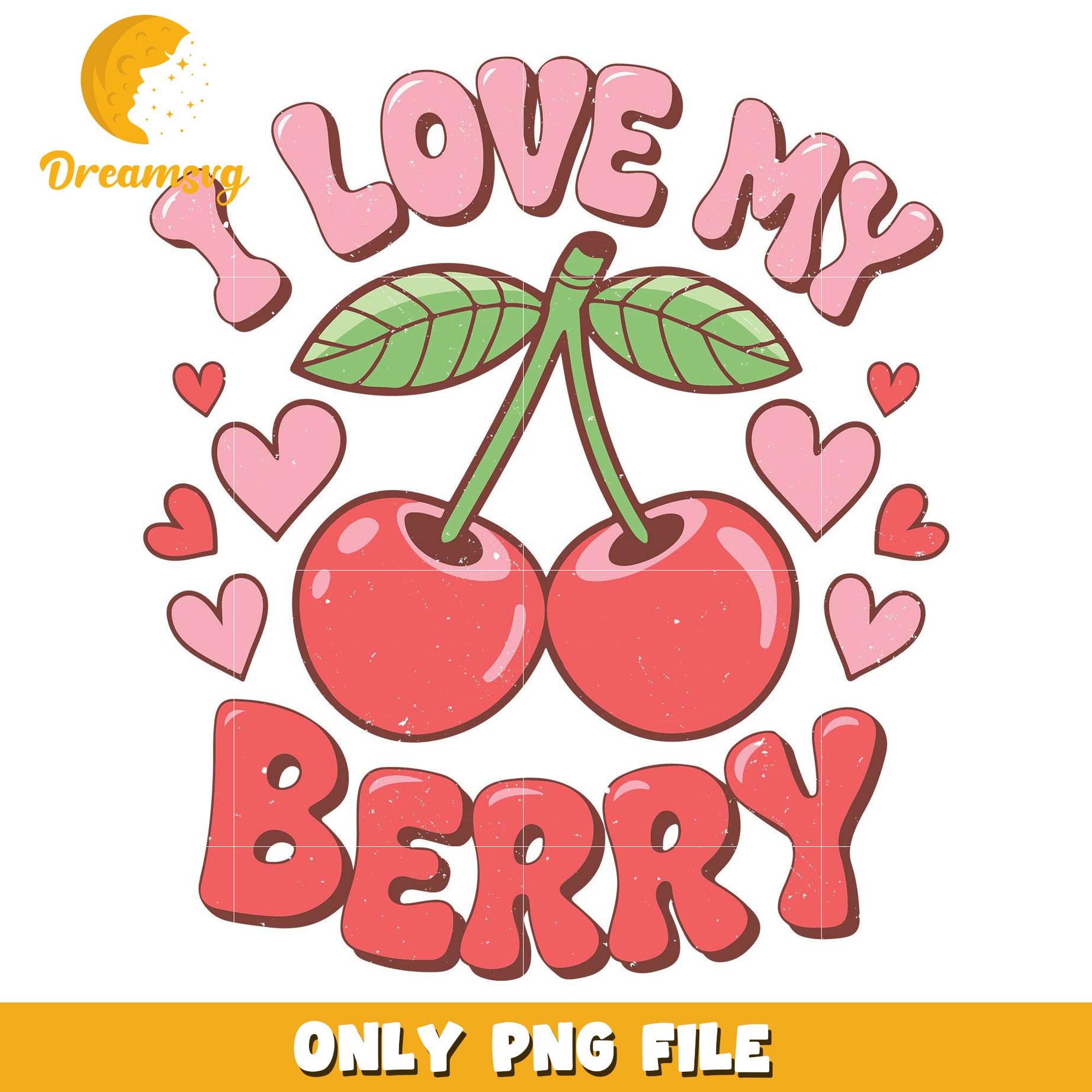 I love my berry png, pink berry valentine png, valentine png