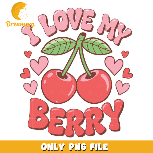 I love my berry png, pink berry valentine png, valentine png