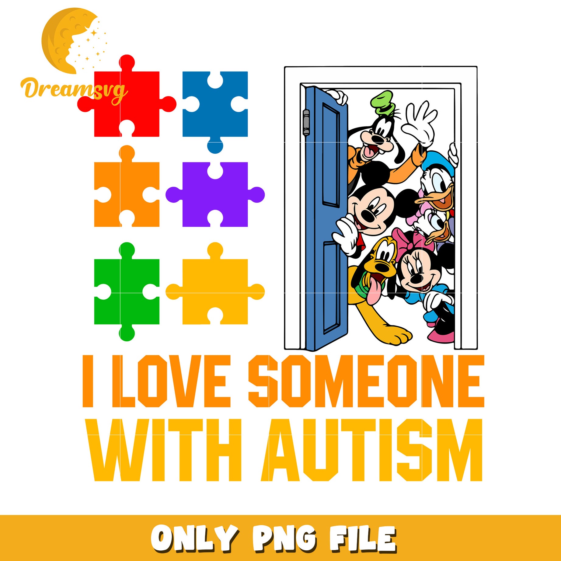 I love someone with autism png, autism awareness png, mickey cartoon png