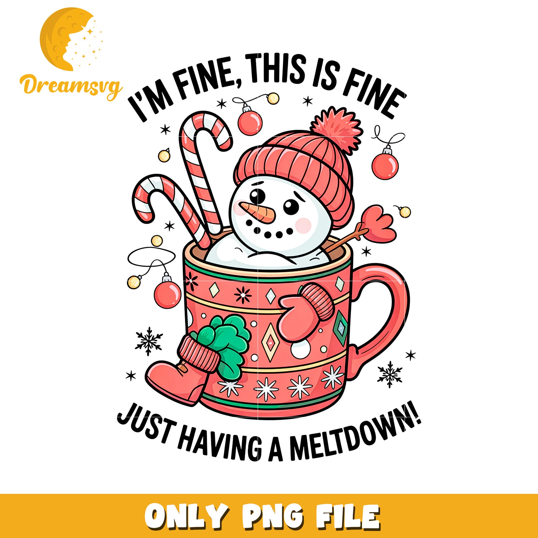 Im fine this is fine png, christmas lights​ png, christmas music​ png