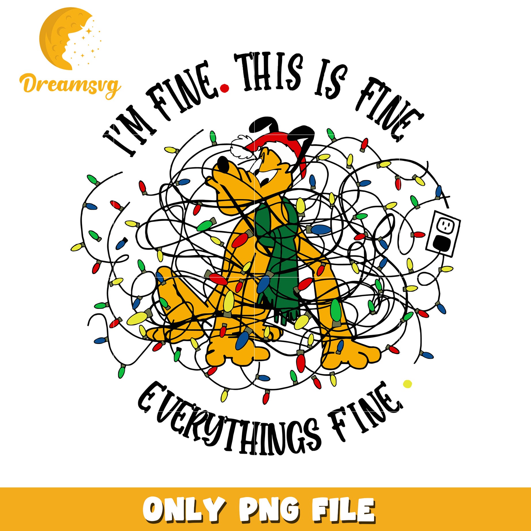 Im fine this is fine png, pluto christmas png, christmas cartoon png