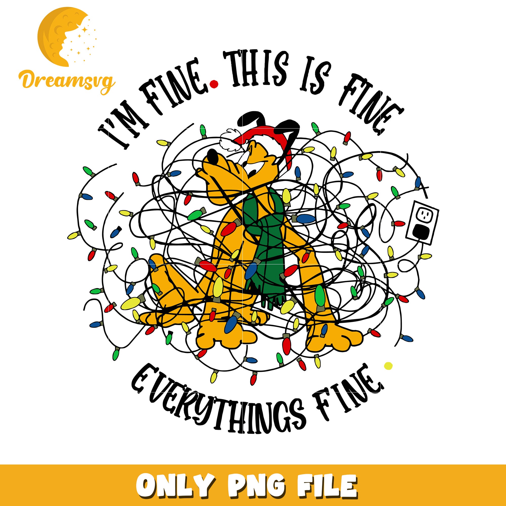 Im fine this is fine png, pluto christmas png, christmas cartoon png