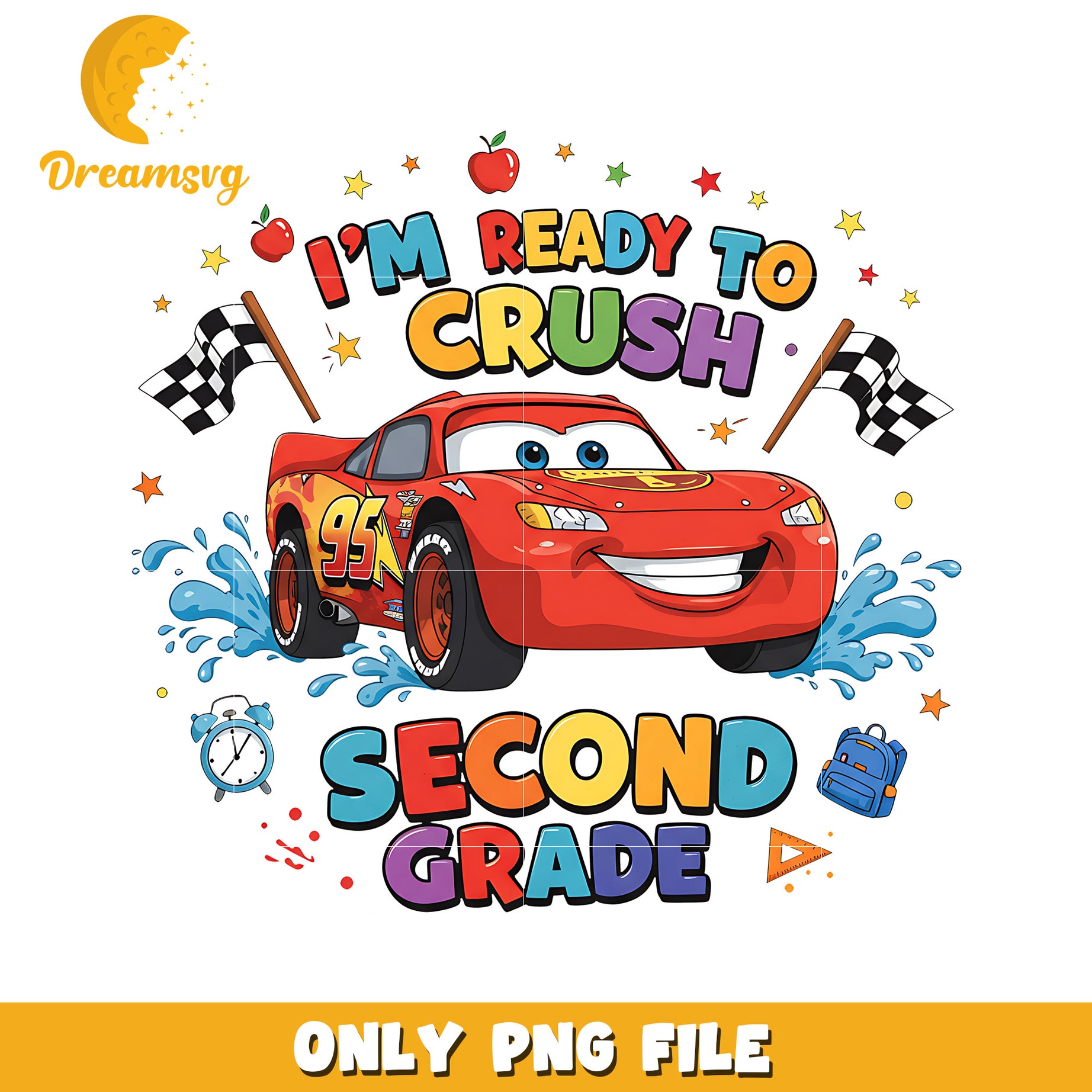 Im ready to crush second grade png, disney cars png, lightning mcqueen png