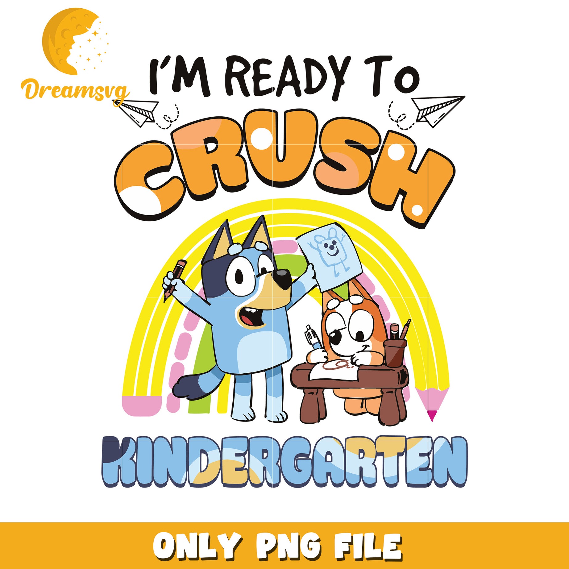 Im ready to kindergarten png, bluey characters png, bluey dog png