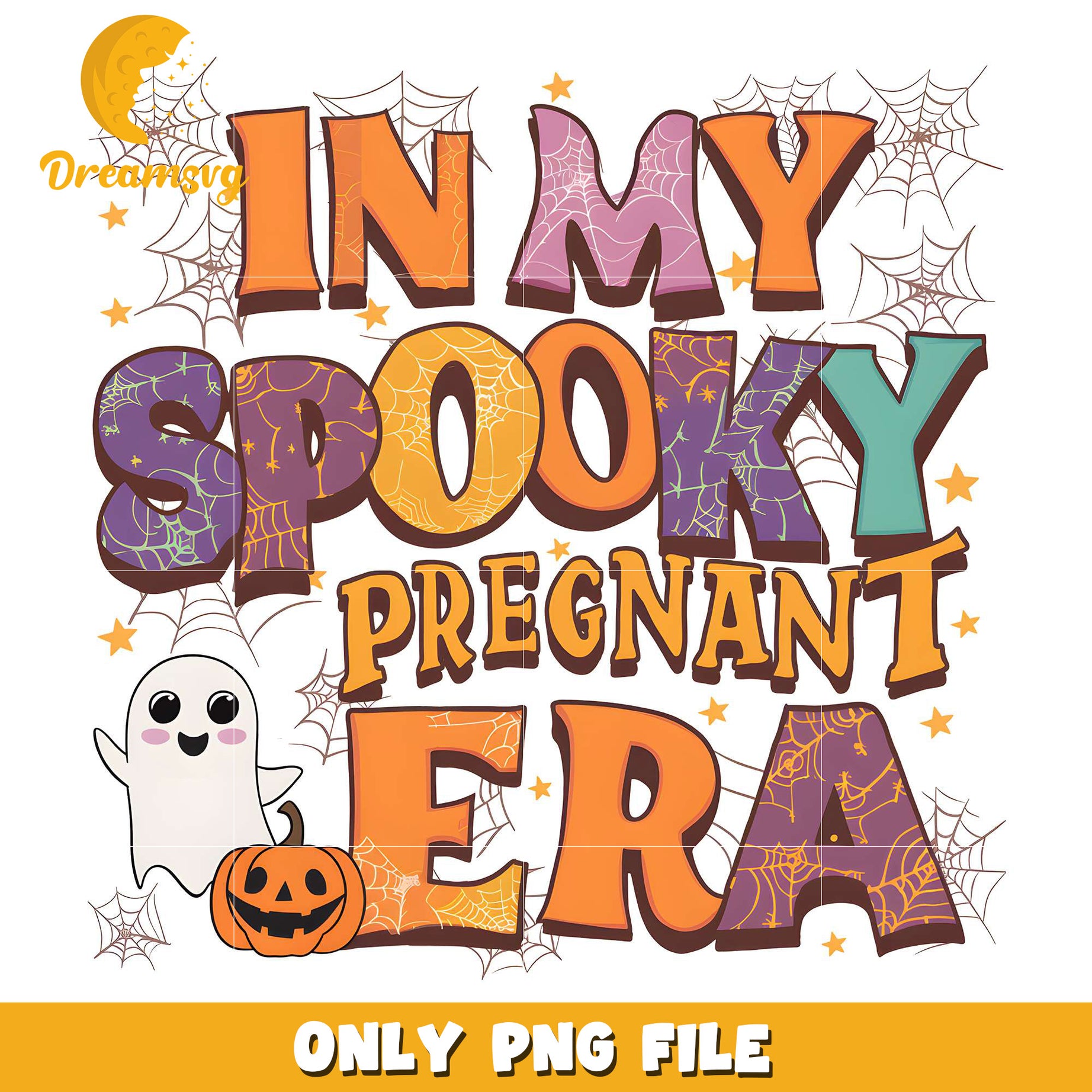 In My Spooky Pregnant Era Cute Ghost png, halloween costumes​ png, trick or treat png