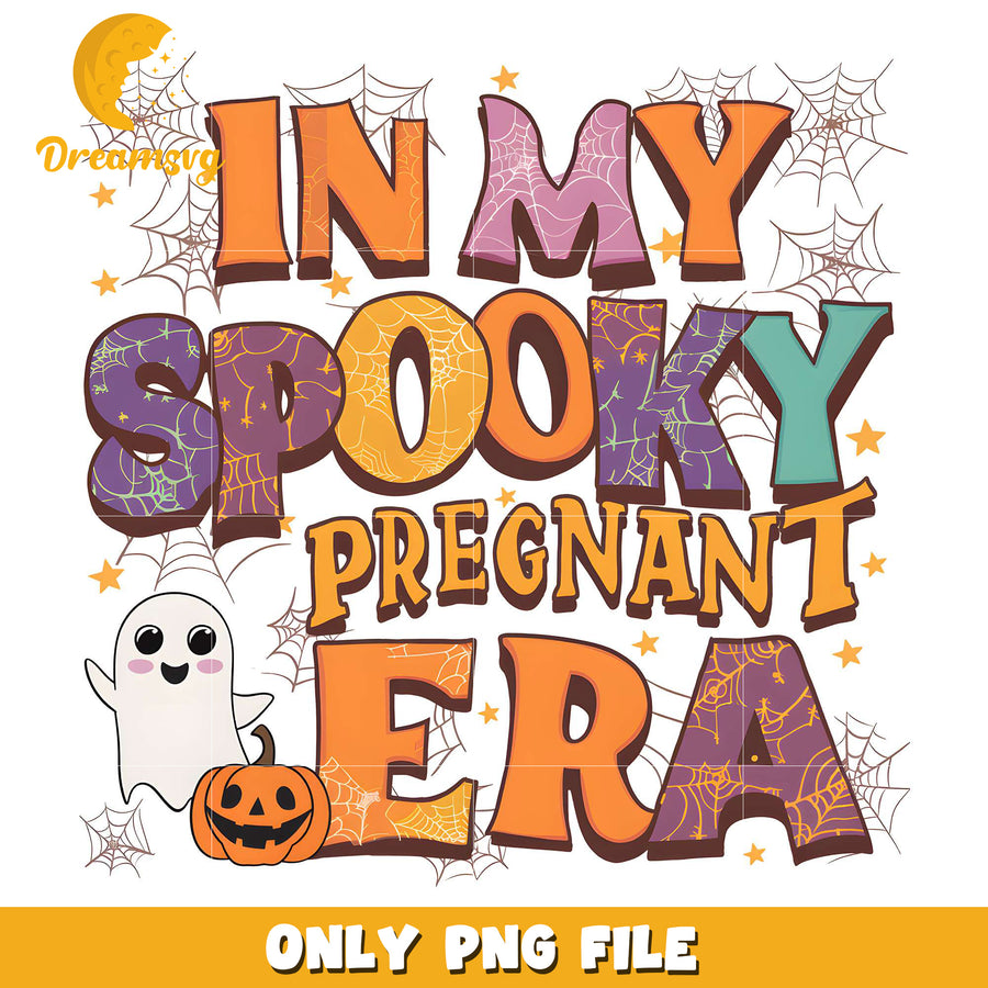 In My Spooky Pregnant Era Cute Ghost png, halloween costumes​ png, trick or treat png