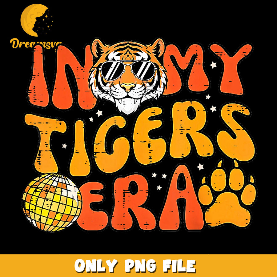 In My Tigers Era PNG, Tiger With Sunglasses Paw Print, Sports PNG