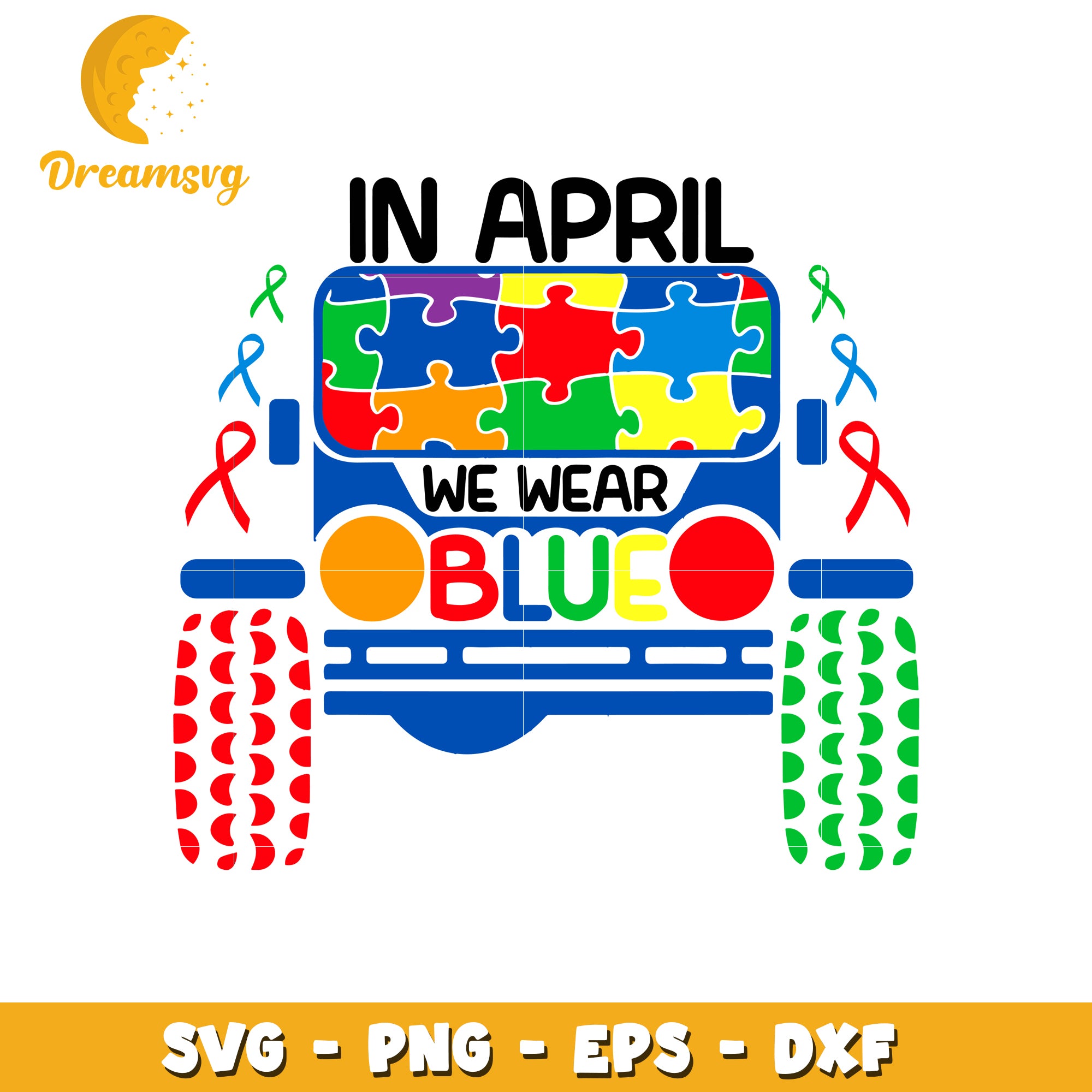 In april we wear blue svg, autism awareness svg, awareness ribbon svg ...