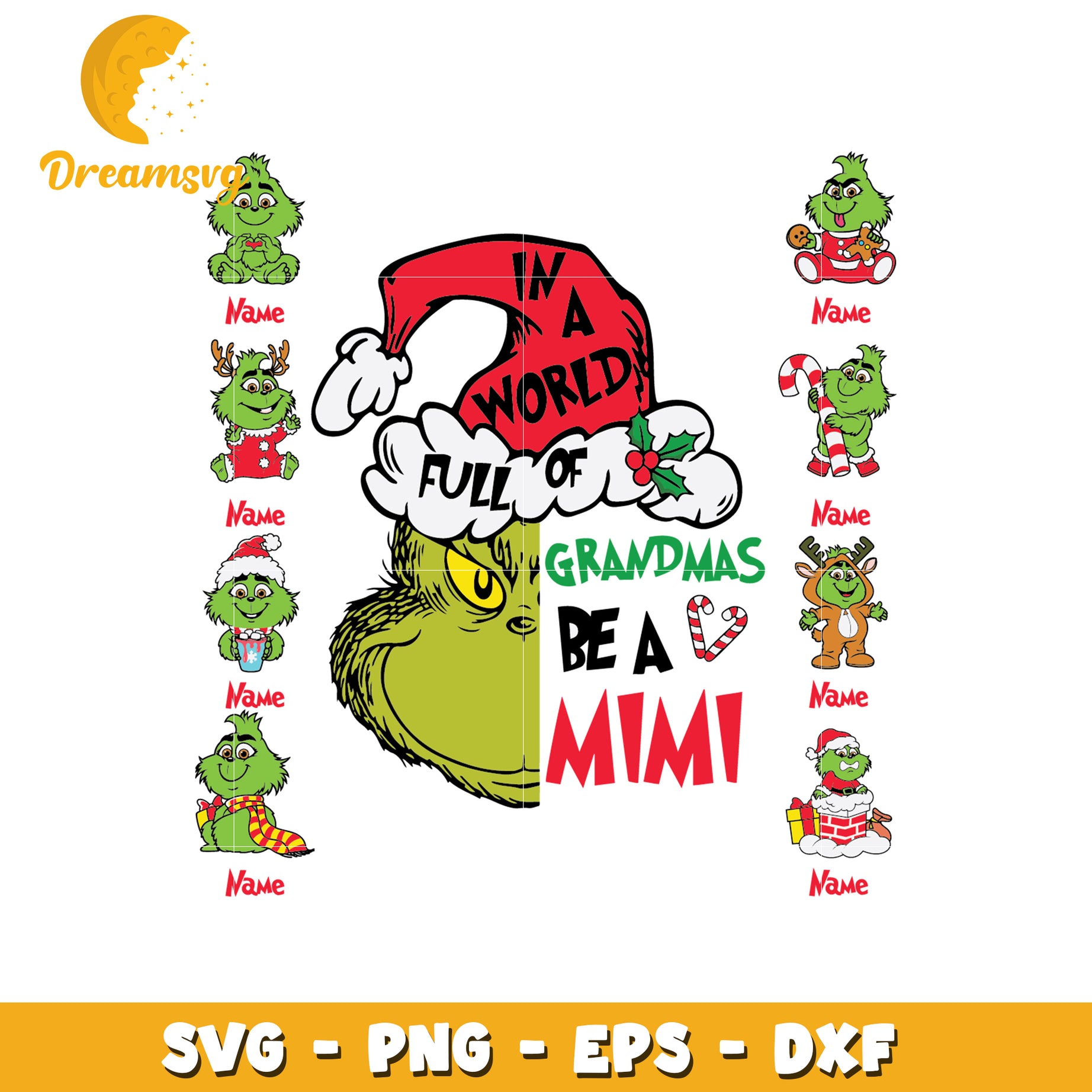 In a world full of grandmas be a mimi svg, grinch svg, christmas svg