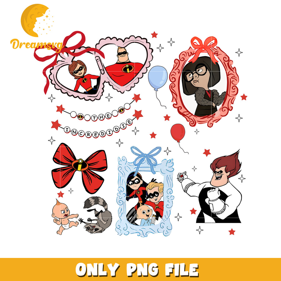Incredible family png, disney cartoon png, disney cartoon toys png