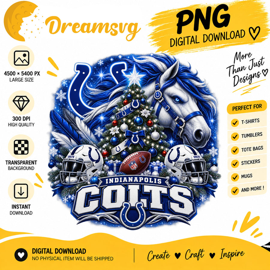 Indianapolis Colts Christmas PNG, Neon Clipart Design