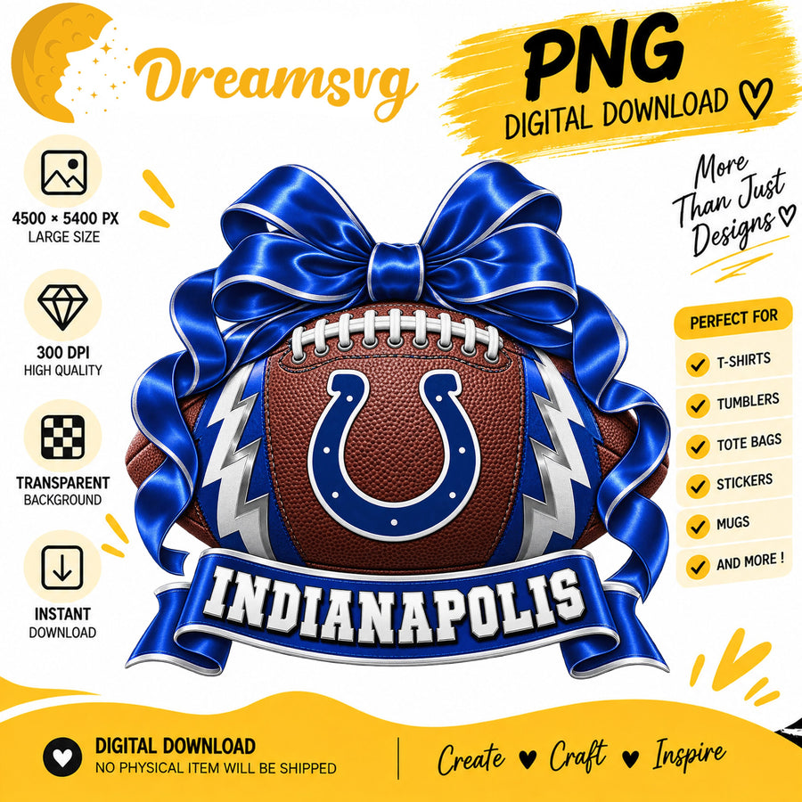 Indianapolis Colts Coquette Bow Football Sublimation PNG