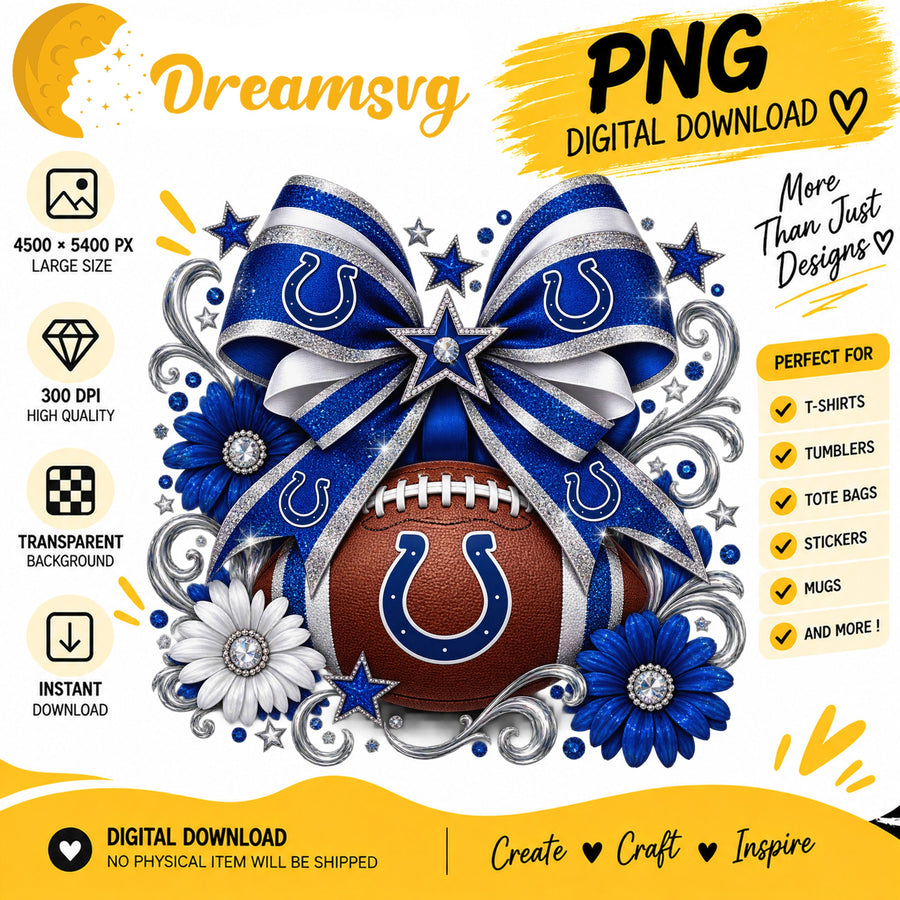 Indianapolis Colts Coquette Bow Football Sublimation v2 PNG