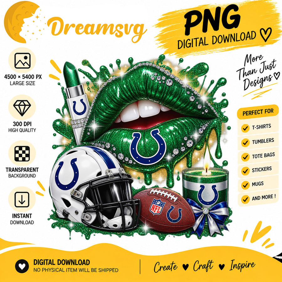 Indianapolis Colts Dripping Lips PNG, Outfit Clipart Design