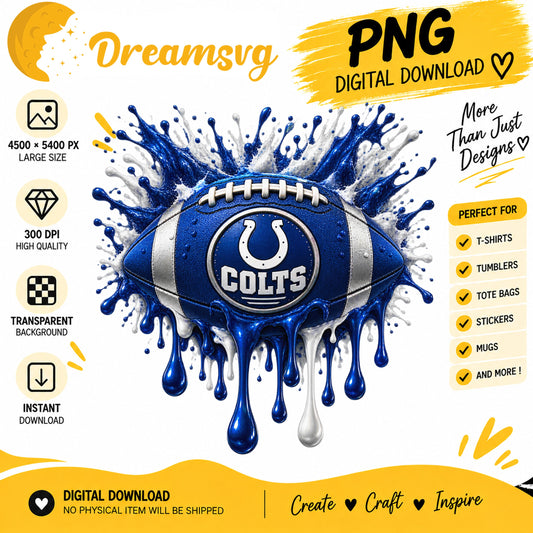 Indianapolis Colts Dripping Paint Splash Football PNG