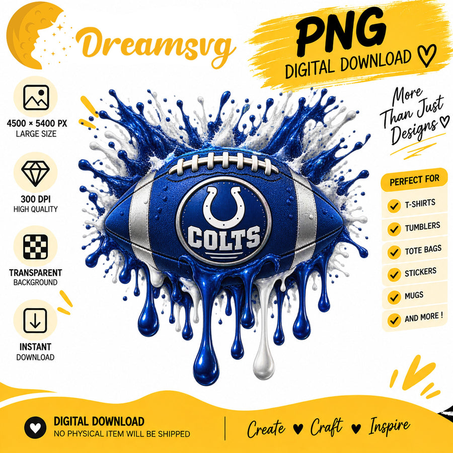Indianapolis Colts Dripping Paint Splash Football PNG