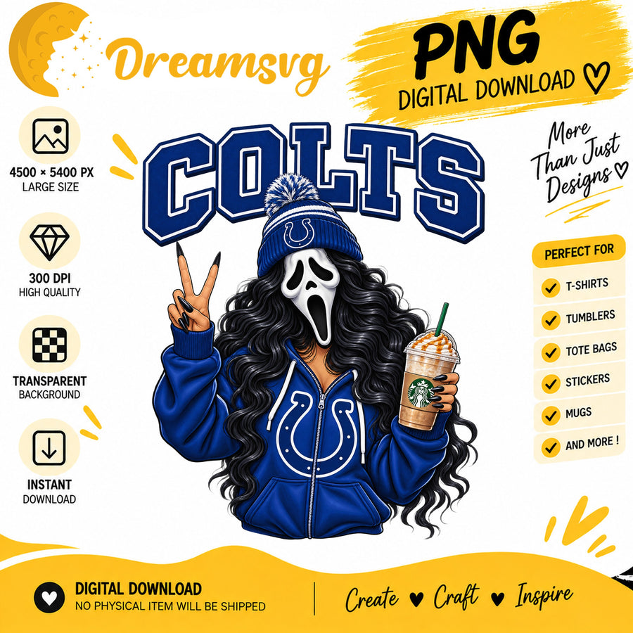Indianapolis Colts Ghost Face Halloween Football Fan PNG