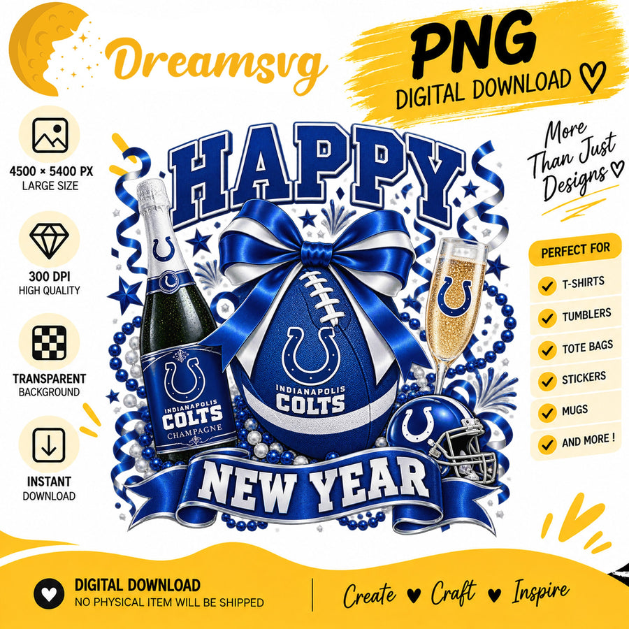 Indianapolis Colts Happy New Year PNG, Craft File Design v10