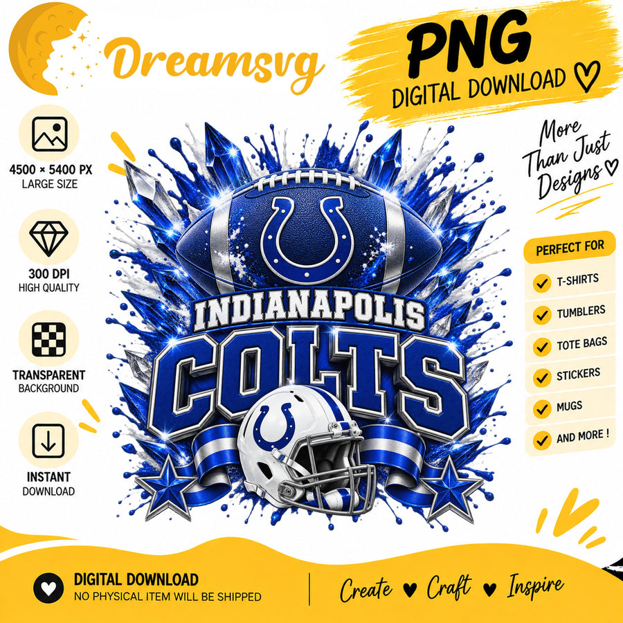 Indianapolis Colts NFL Football Helmet Crystal Splash PNG