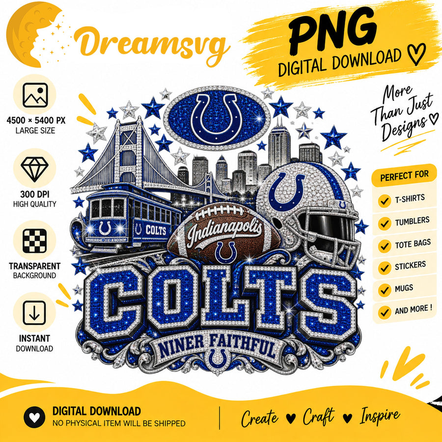 Indianapolis Colts Niner Faithful Glitter Football City PNG