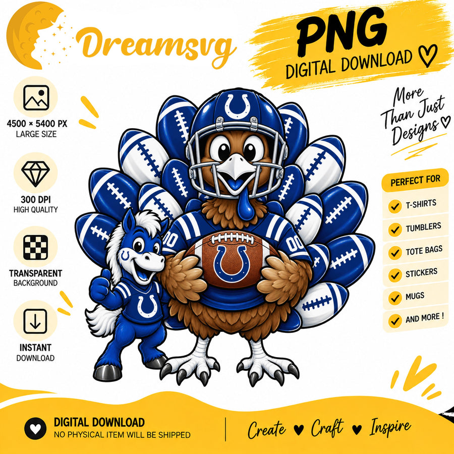 Indianapolis Colts Turkey Thanksgiving Football Fan PNG