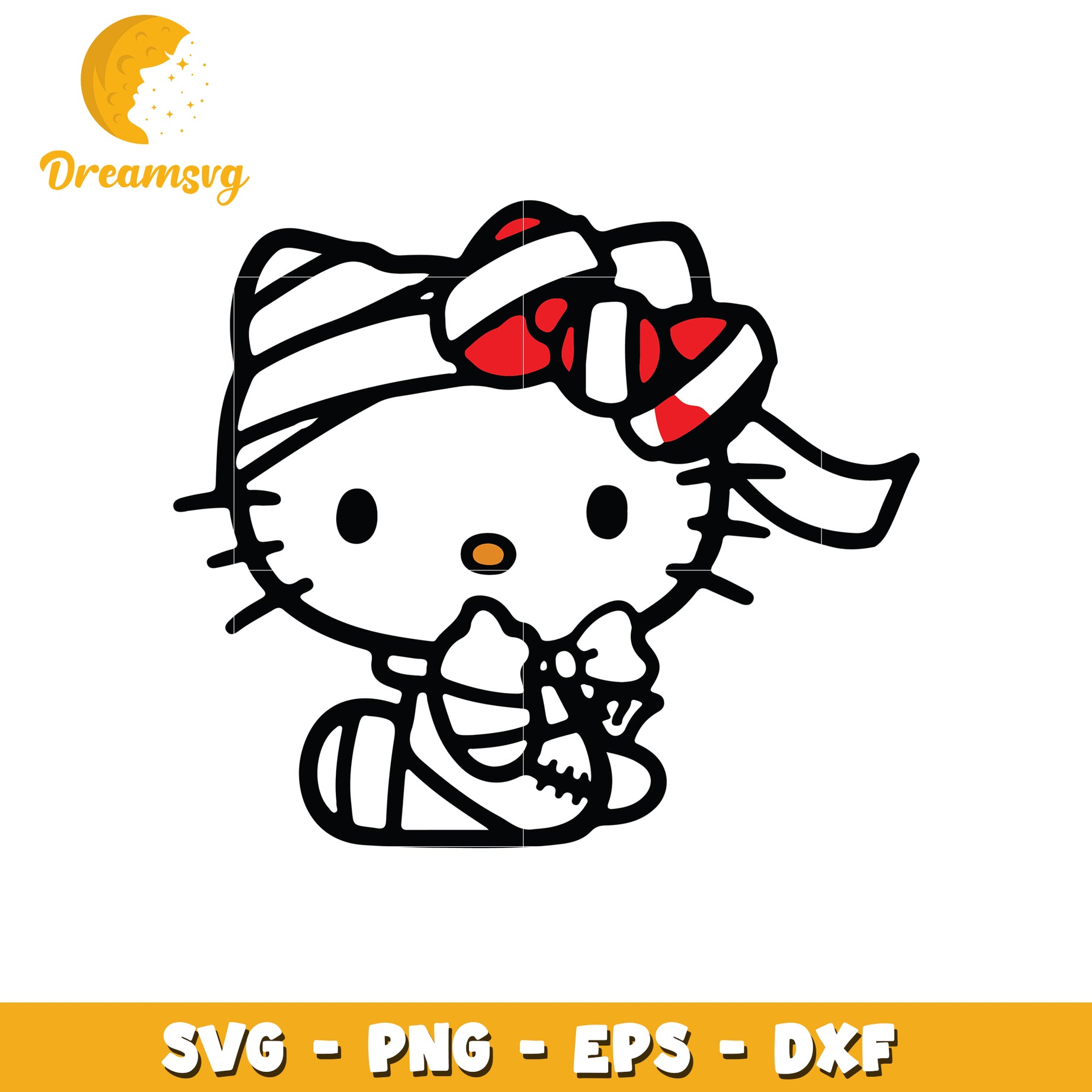 Injured Hello Kitty SVG PNG EPS DXF