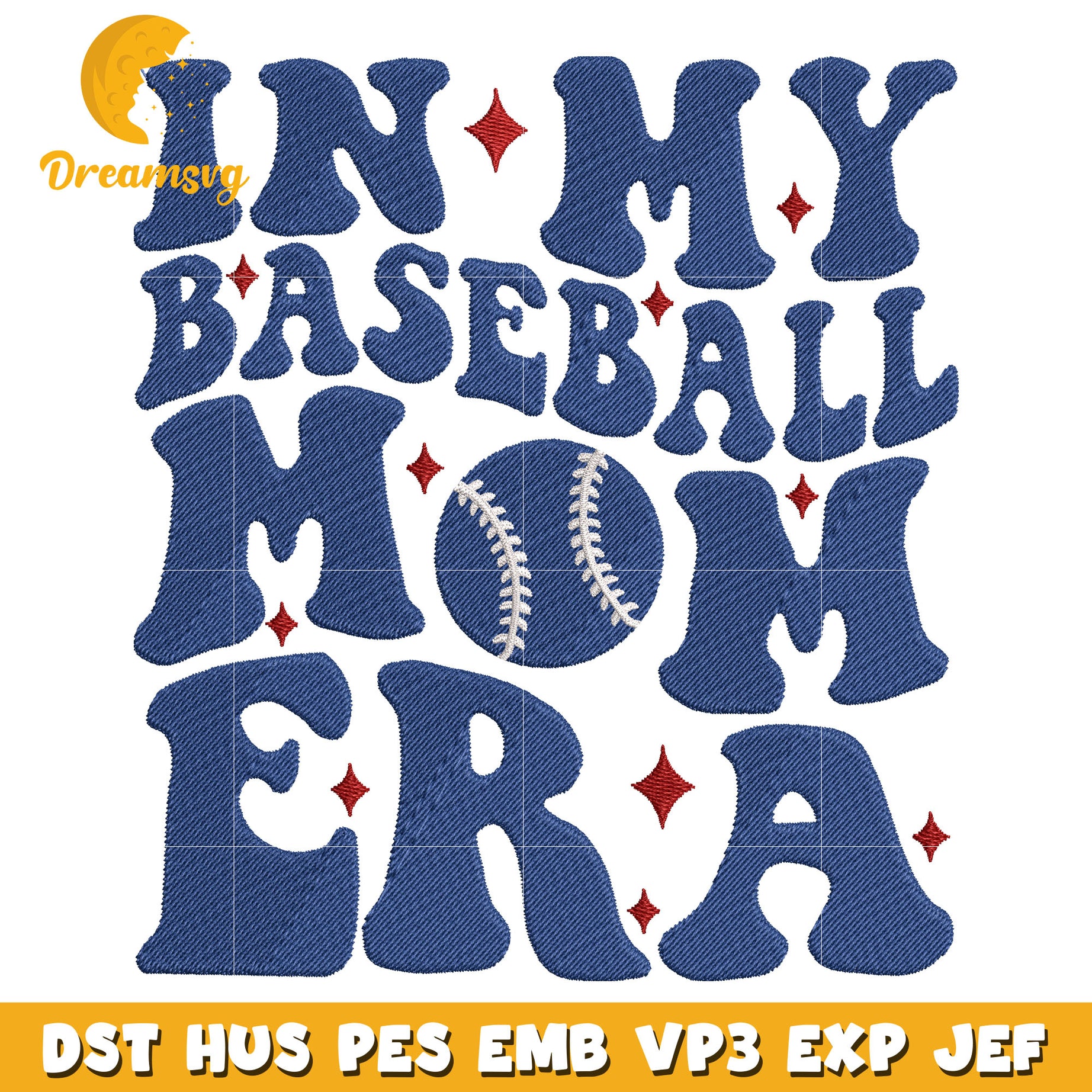 In my baseball mom era embroidery design