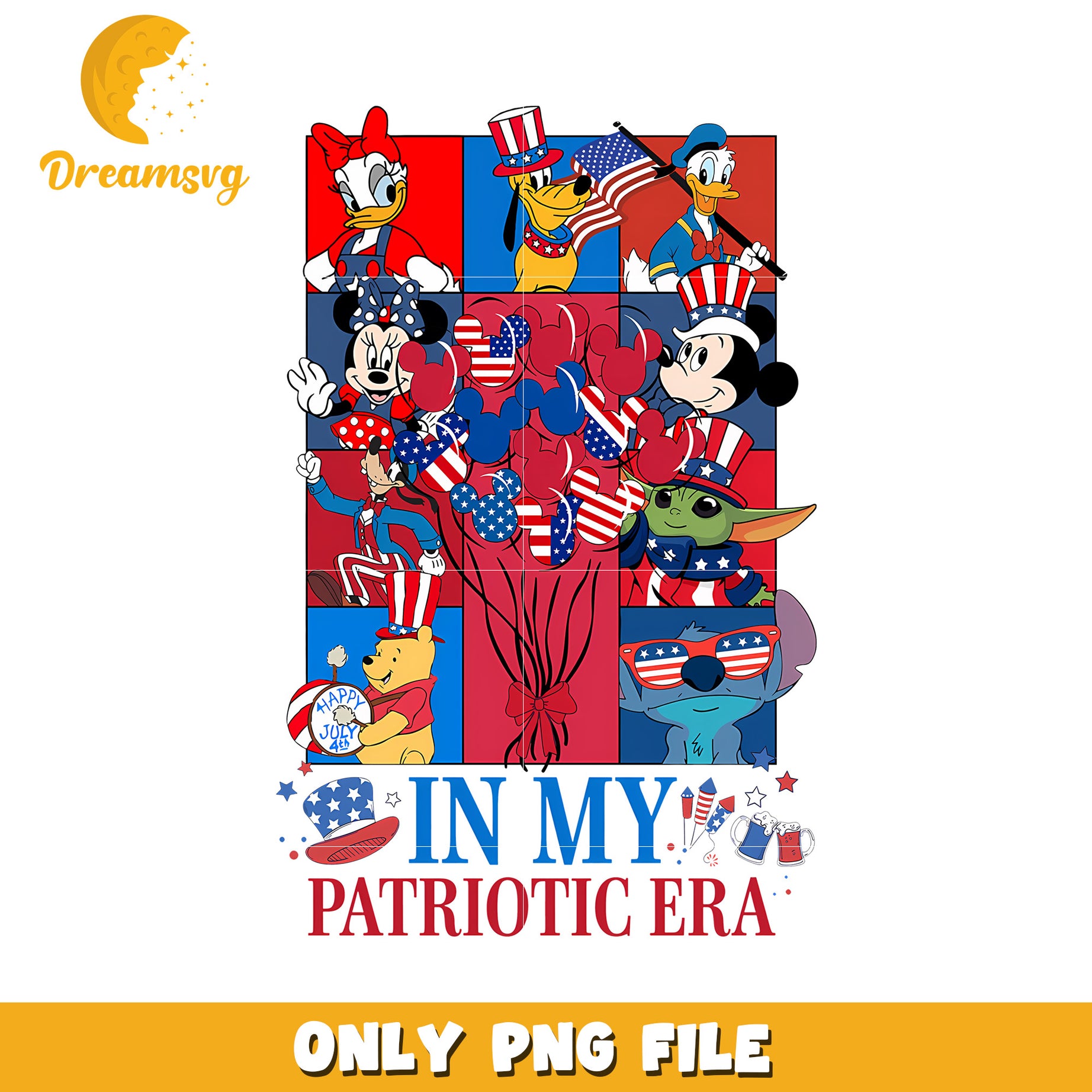 In my partiotic era png, 4th of july mood png, red white and blue png
