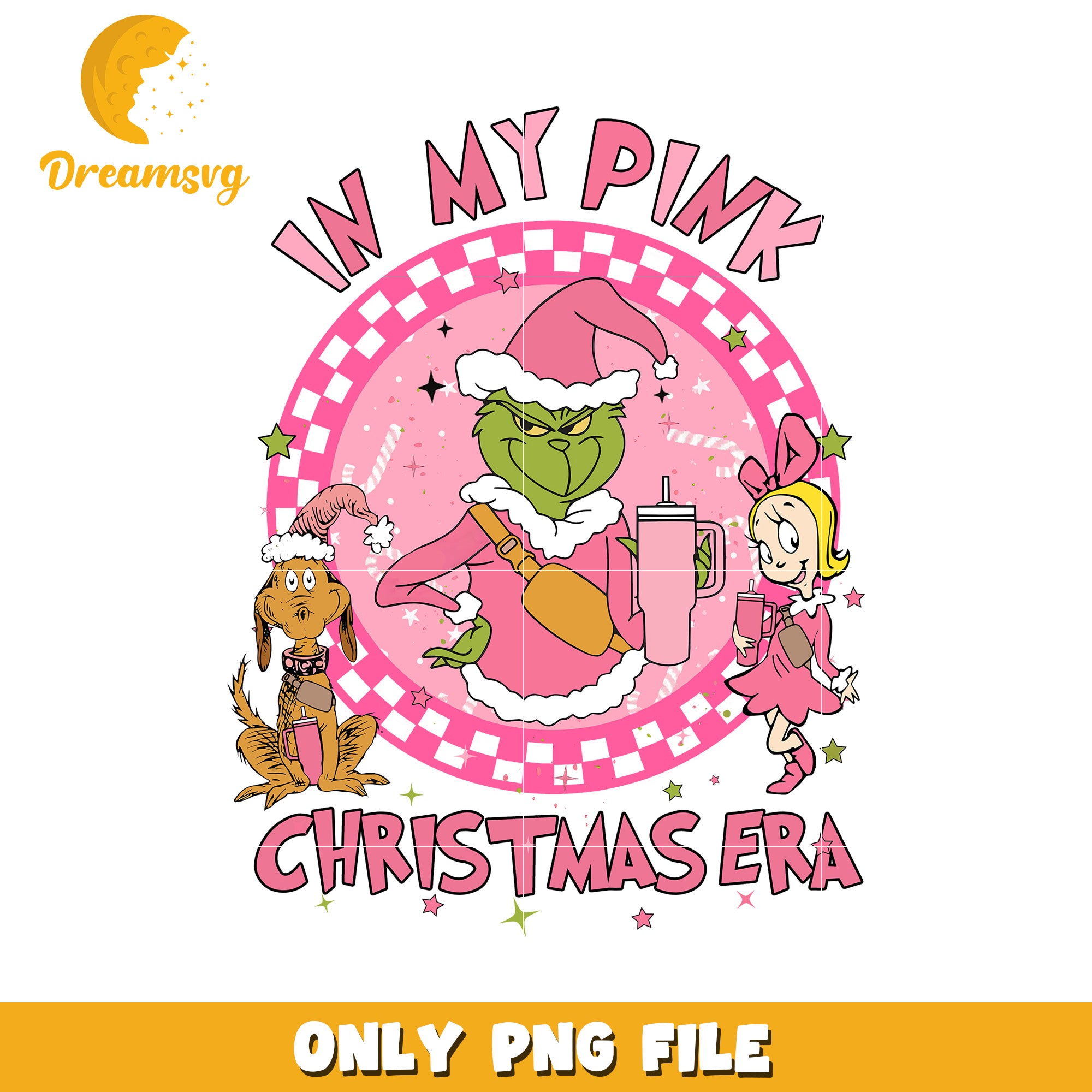 In my pink christmas era png, merry christmas png, happy grinch png